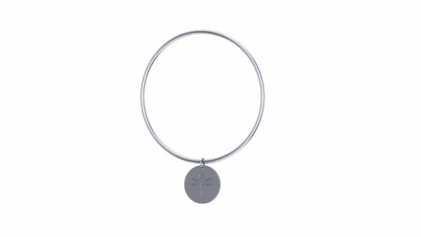 The Silver Bangle with Round Disc Charm