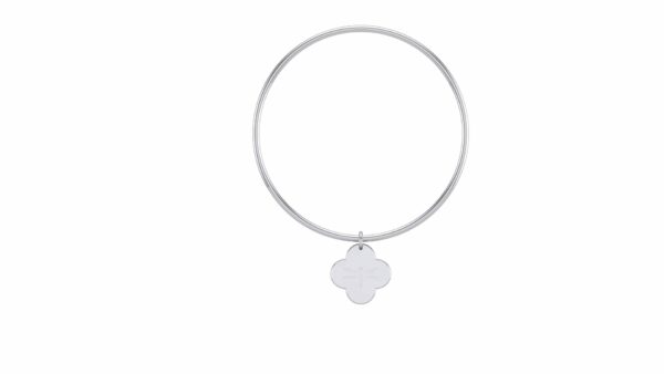 The SiIver Bangle with Four-leaf Clover Charm